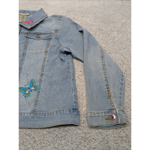 Arizona Denim Jacket Women's Size 18.5 XL Rhinestone Butterfly Embroidered Y2K - Picture 4 of 14